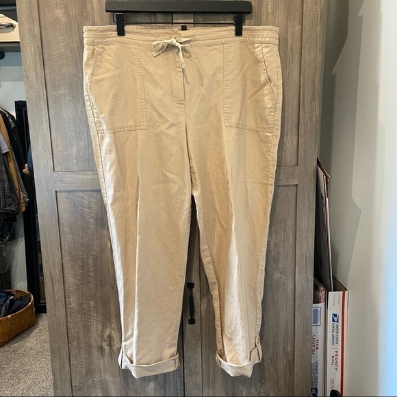 TALBOTS LINEN/COTTON STRAIGHT LEG WITH ROLL UP TAB - Picture 1 of 11
